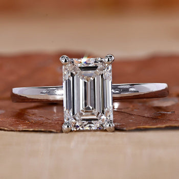 Hidden Halo Emerald Cut Engagement Ring with stunning sparkle.