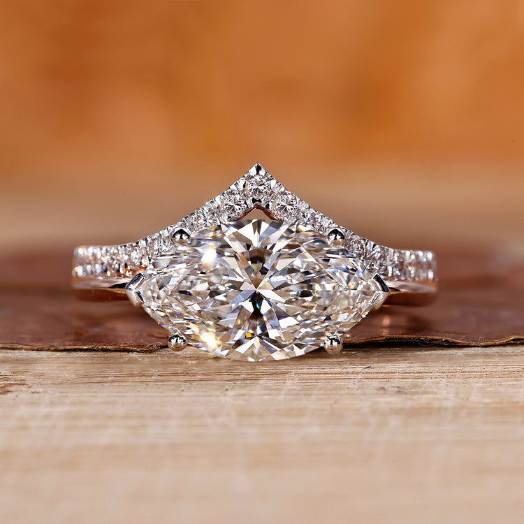 East west marquise ring set with a stunning diamond.