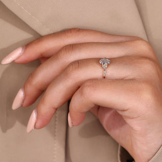 Lab Grown Diamond oval engagement ring in yellow gold handmade design.