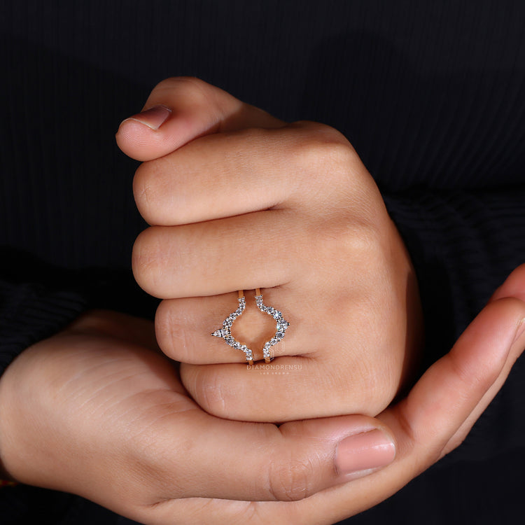 Marquise and Round Wedding Band in a unique, elegant design.