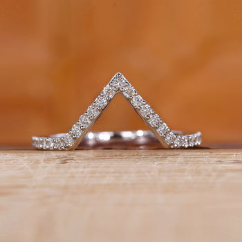 V shaped wedding band designed for a unique stacked look.