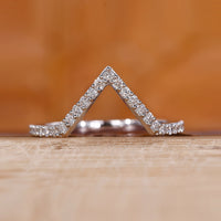 V shaped wedding band designed for a unique stacked look.