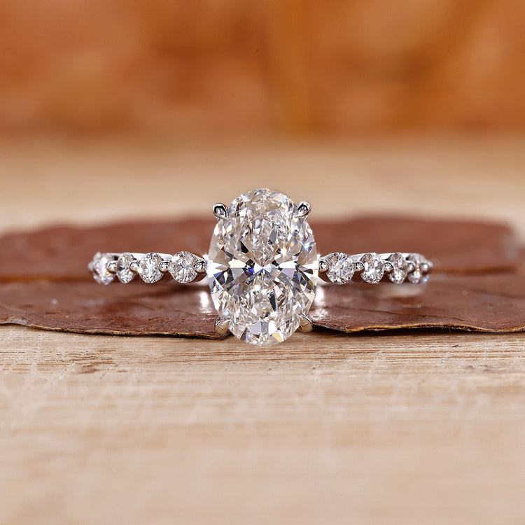 Oval Diamond Ring with brilliant sparkle in a classic setting.