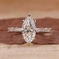 Marquise Cut Diamond Ring - Pave Setting