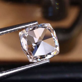 Square cushion rose cut diamond has a soft square shape.