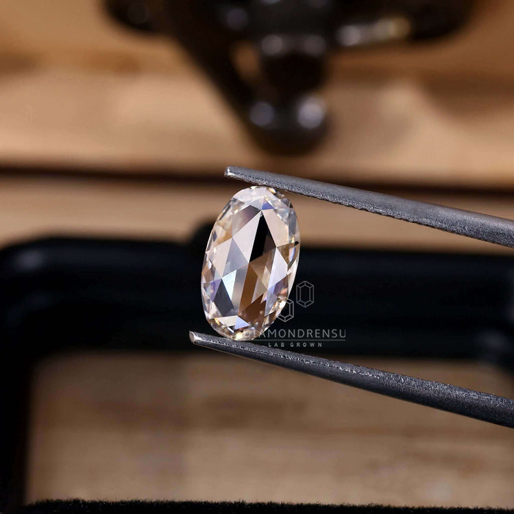 Lab grown oval rose cut diamond ready to buy.
