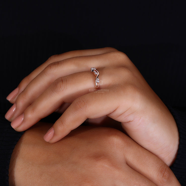 Lab Grown Diamond set in a handmade band for eco-friendly beauty.