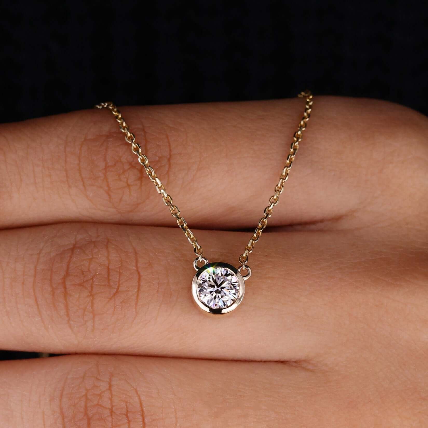 IGI Certified Round Lab Grown Solitaire Diamond Necklace for Women