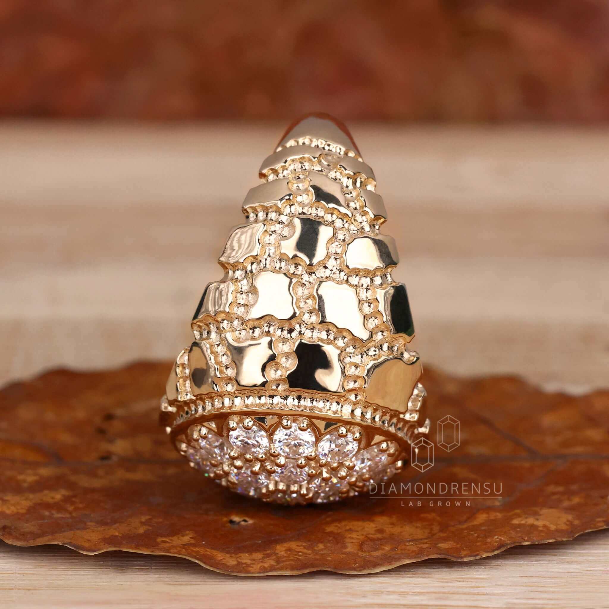 Signet Ring for Him, Round Lab Grown Diamond Men's Ring