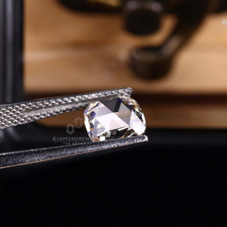 Lab Grown Diamond in antique flat cushion rose cut.