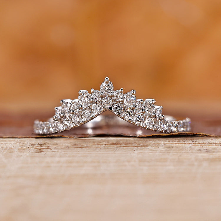 Tiara wedding band with round lab-grown diamonds