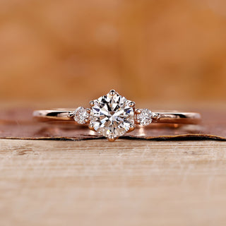 three stone round engagement ring, round diamond ring, Lab Grown Diamond