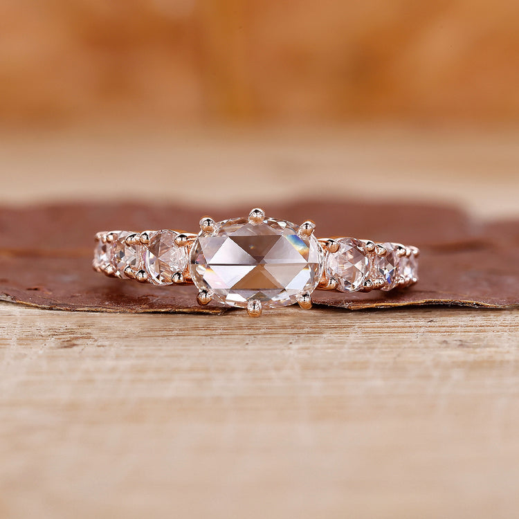 Rose Cut Diamond Ring with an elegant prong setting.