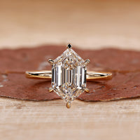 Hexagon engagement ring with a unique geometric design.