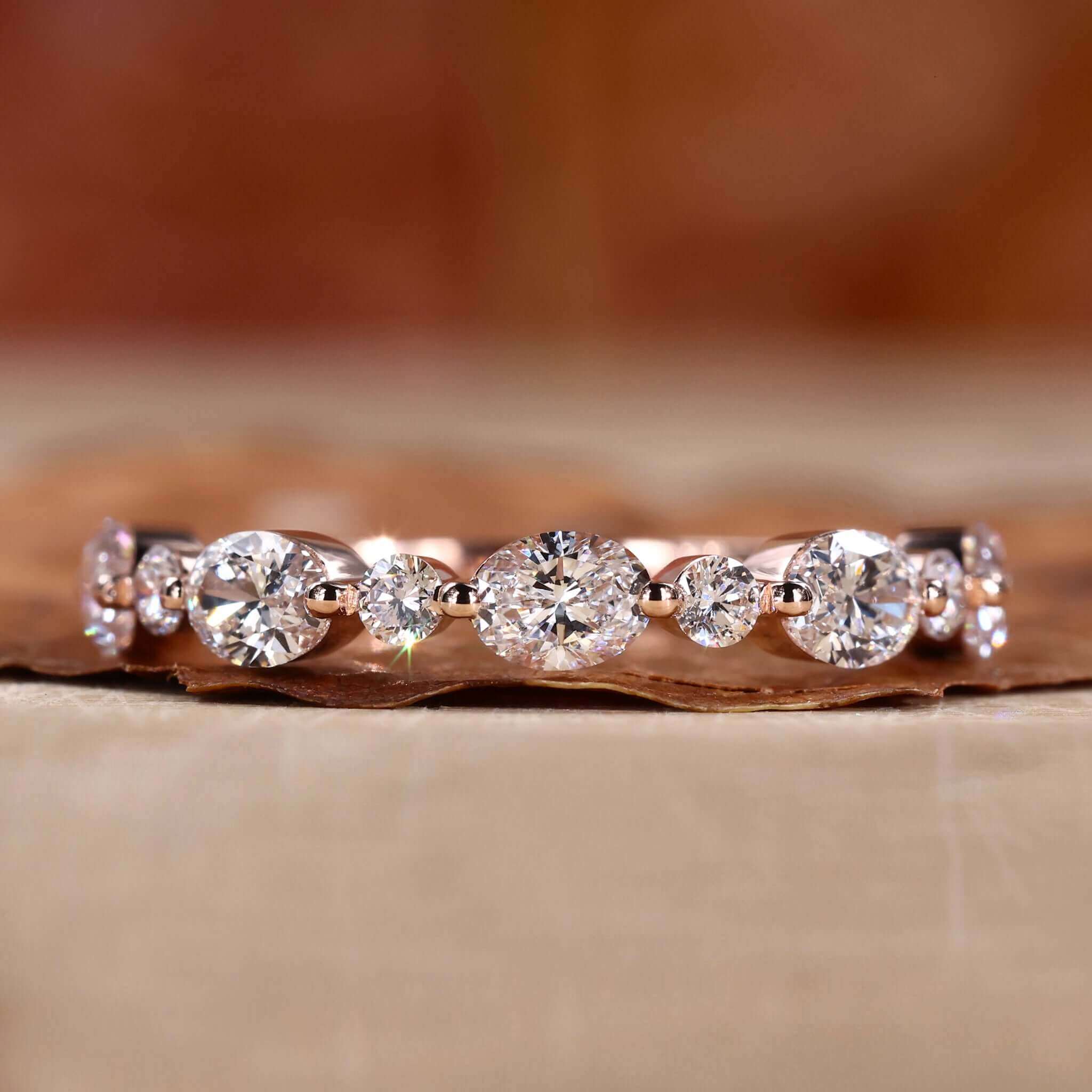 Oval and Round Lab Grown Diamond Wedding Band for Women Oval and Round Lab Grown Diamond Wedding Band for Women