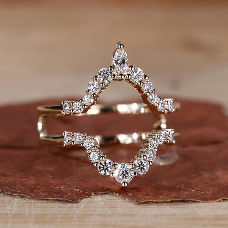 Marquise Diamond Wedding Band with intricate design and sparkle.