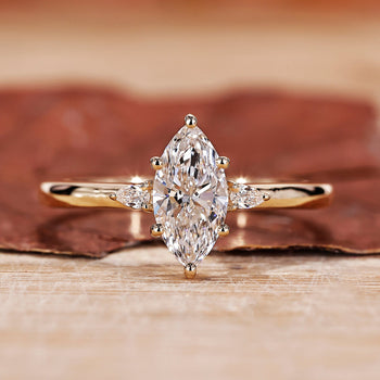Three Stone Marquise Engagement Ring with a stunning prong setting.