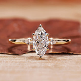 Three Stone Marquise Engagement Ring with a stunning prong setting.