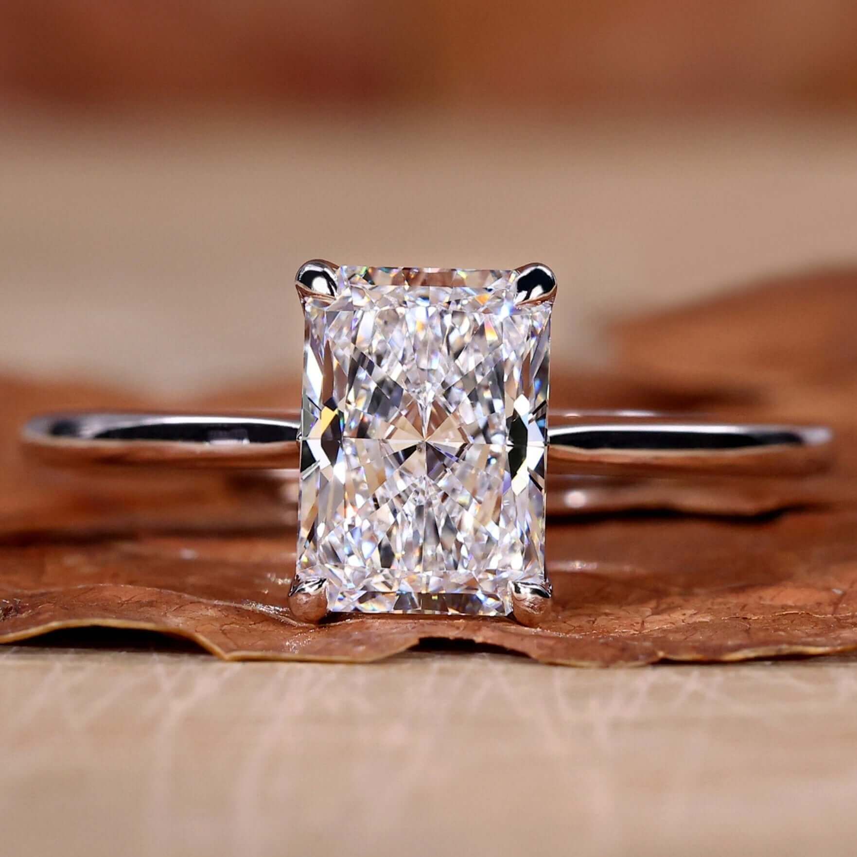 Solitaire Radiant Cut Diamond Engagement Ring - Main Image