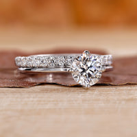 Half Eternity Wedding Band with sparkling diamonds on the band.