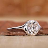 White Gold Bezel Set Cushion Cut Engagement Ring