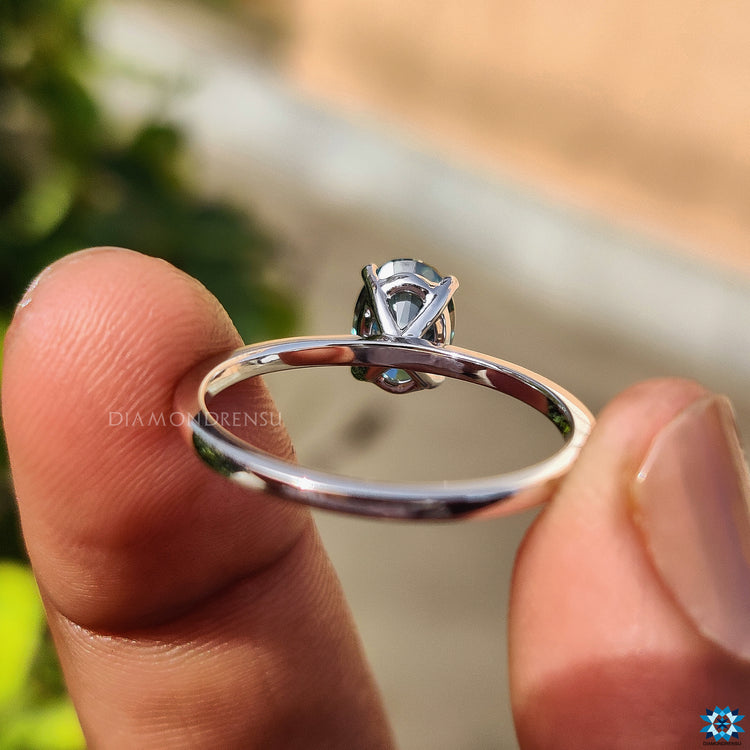 Buy engagement ring with oval moissanite and simple style.
