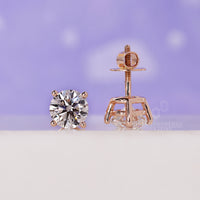 Rose gold earrings, rose gold stud earrings, diamondrensu earrings