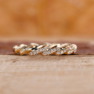 Diamondrensu wedding band twisted band round diamond band