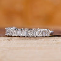 Half eternity wedding band with a timeless look.