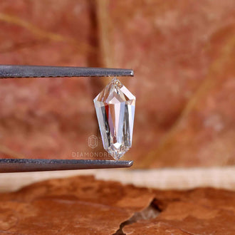 Lab grown diamond featured in diamond shape shield style.