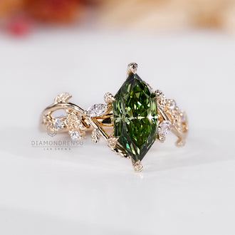 Art deco engagement ring crafted with IGI certified stone.