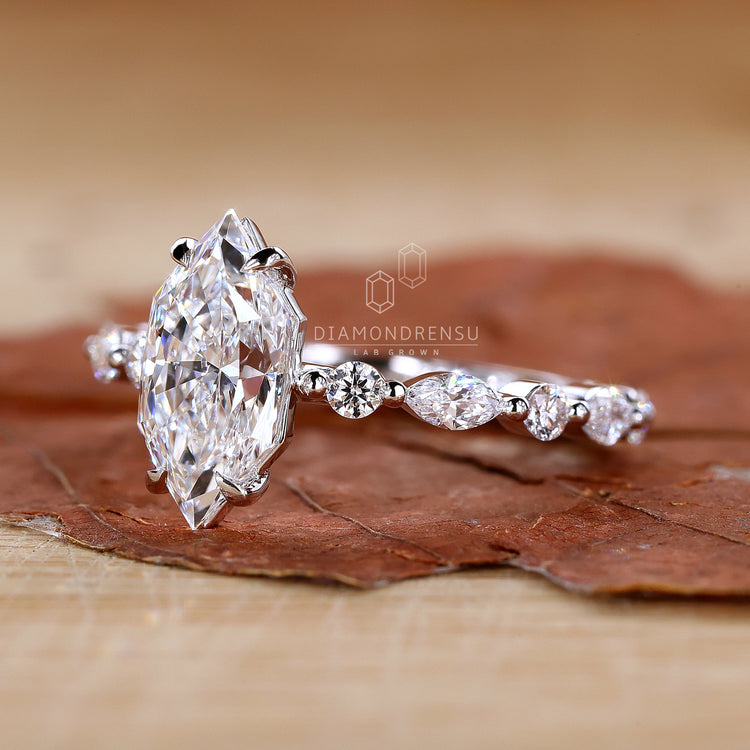 Marquise Engagement Ring with an IGI certified Lab Grown Diamond.