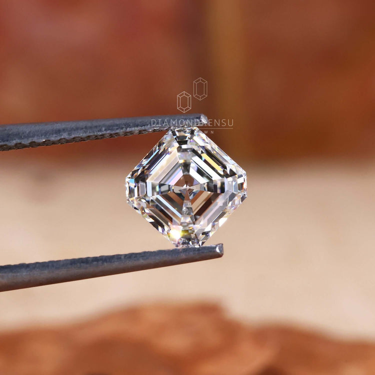 1 carat lab grown diamond shaped in asscher cut.