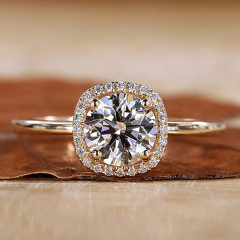 lab grown diamond halo engagement ring