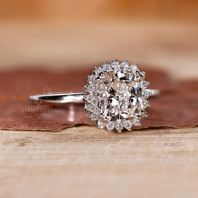 Halo Ring featuring a dazzling, brilliant diamond halo.