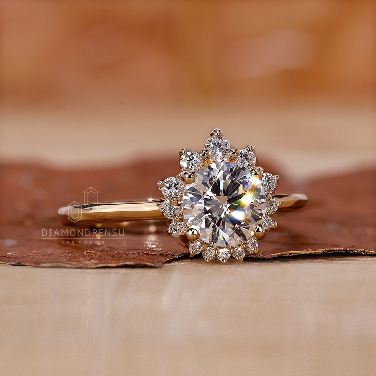 Halo Engagement Ring featuring brilliant diamond sparkle.