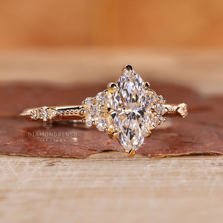 Cluster Ring with a unique diamond arrangement for sparkle.