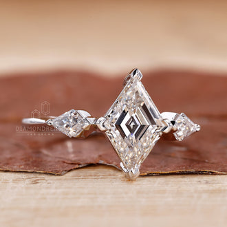 Lozenge Cut Diamond Ring with a sleek prong setting design.
