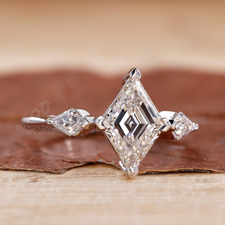 Lozenge Cut Diamond Ring with a sleek prong setting design.