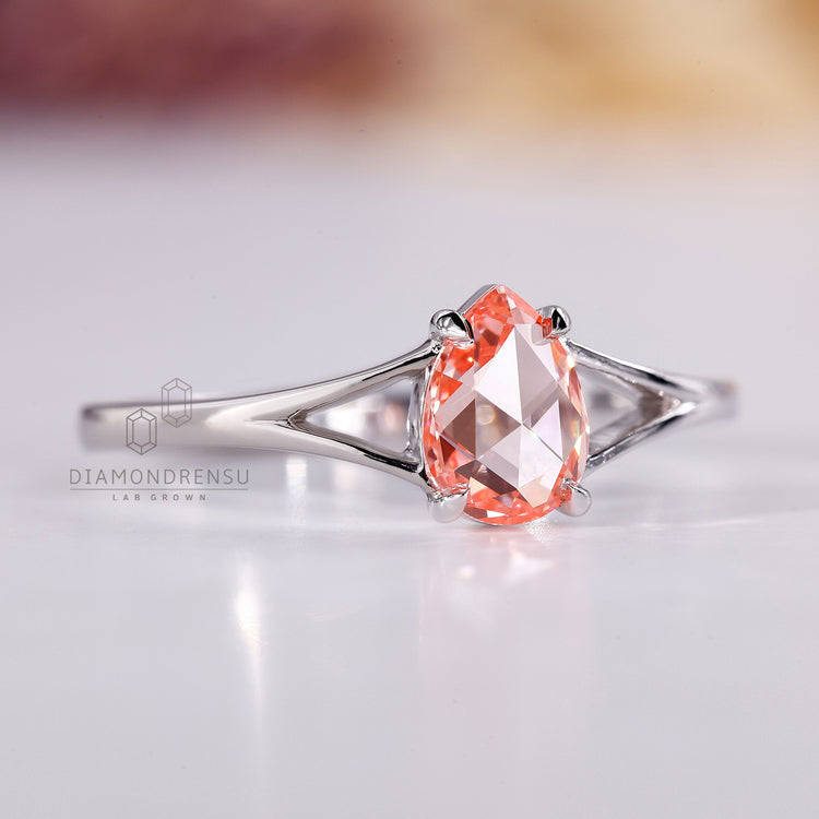 White gold ring, solitaire engagement ring, handmade jewelry