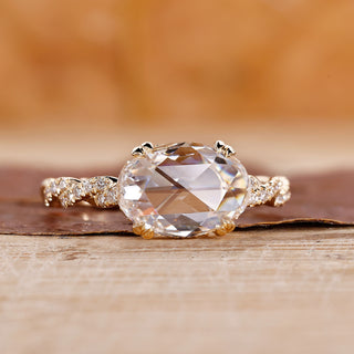 East West Oval Engagement Ring featuring a lab-grown diamond in a modern east-to-west setting.