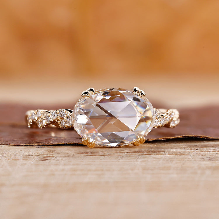 East West Oval Engagement Ring featuring a lab-grown diamond in a modern east-to-west setting.