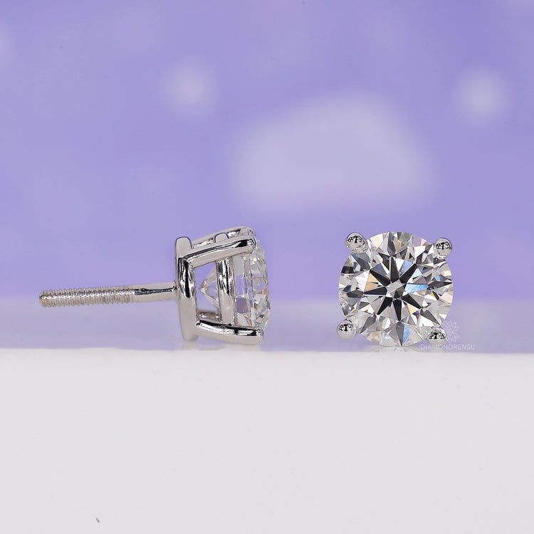 Beautiful round diamond in push back earrings design for everyday style.