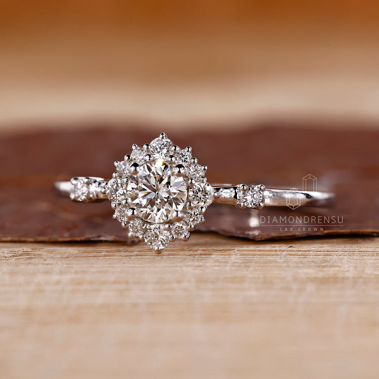 Buy lab grown ring featuring a cluster setting ring.