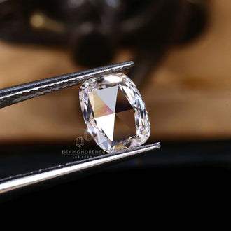 Diamondrensu offers a beautiful lab grown elongated cushion rose cut diamond.