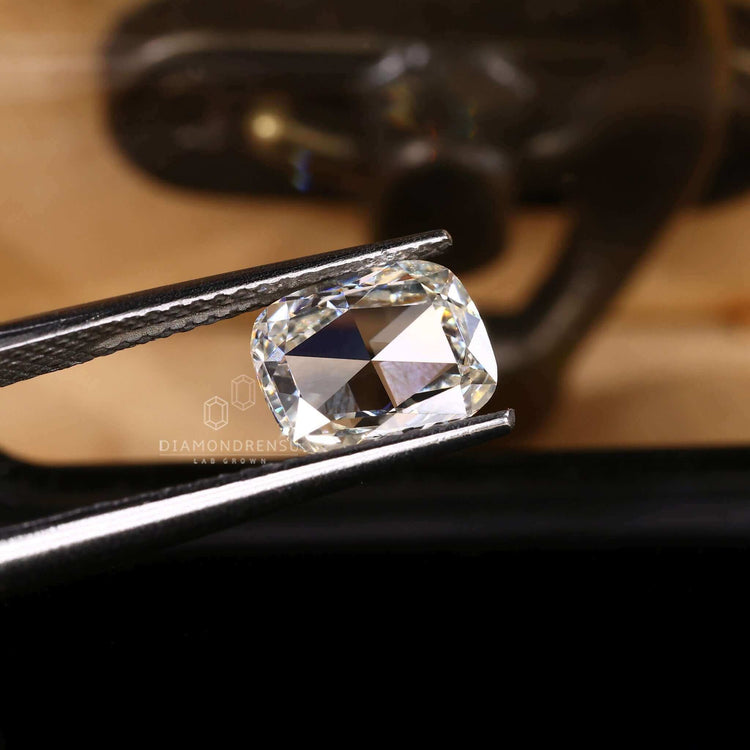 Lab grown cushion rose cut diamond from Diamondrensu.