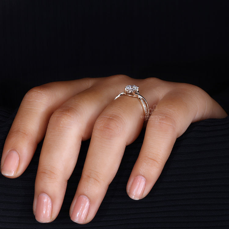 Twisted pave ring crafted with expert precision.