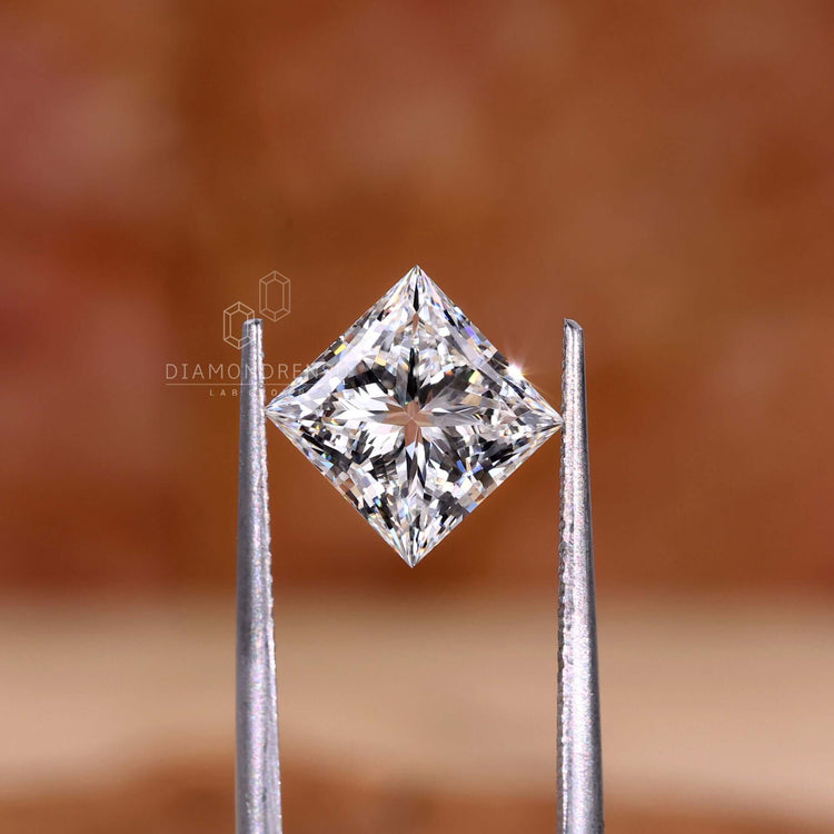 Lab grown diamond offered in princess cut for custom heirloom pieces.
