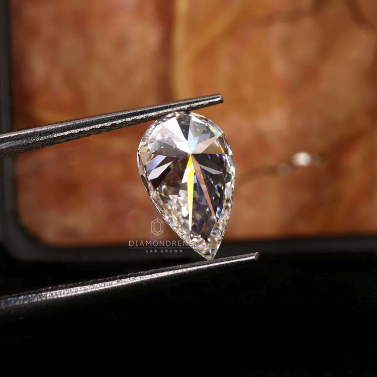 IGI Certified pear cut diamond provides assurance of quality and origin.