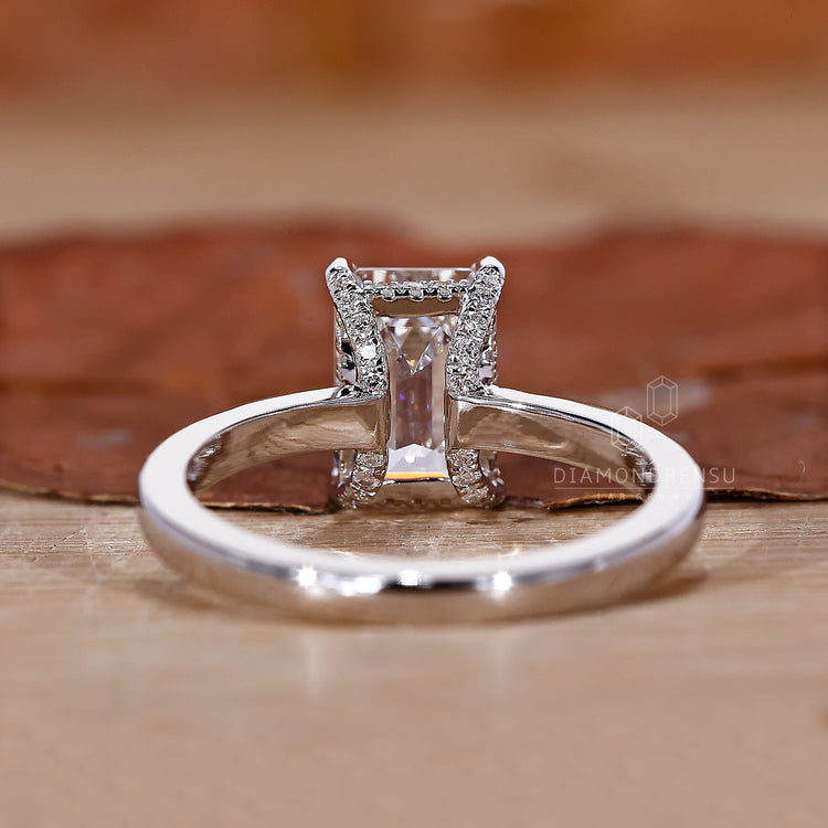 Round Cut Diamond Ring featuring a hidden halo setting.